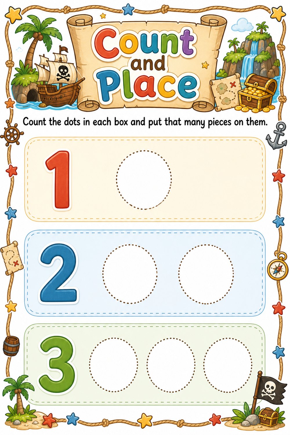 Play board page for the Count and Place cut and play activity