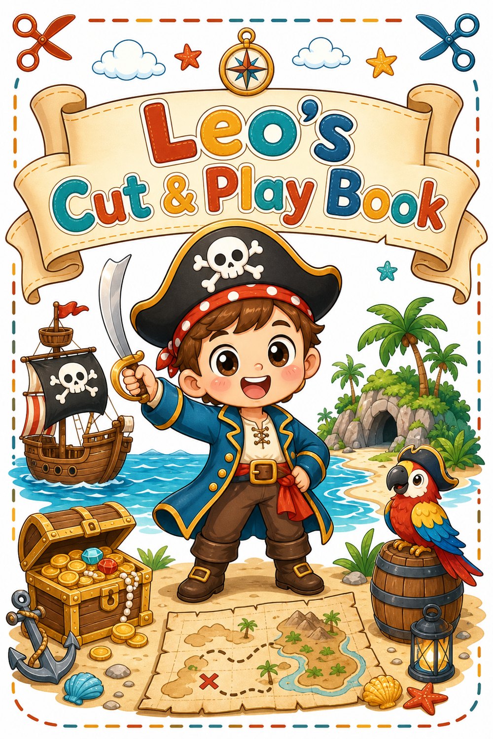 Personalised pirate Cut and Play book cover